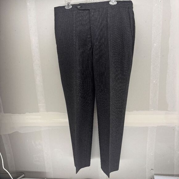 Biella Italy Pure Wool Suit Dark Charcoal Gray Pinstriped 38R Blazer 40x29 Pants - Picture 6 of 11